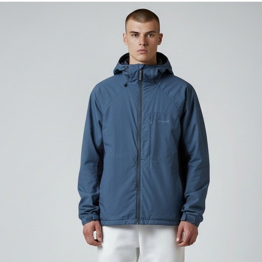 Marmot Jacket Men S Blue Hooded Full‎ Zip Lightweight Gorpcore Fleece Lined Cozy
